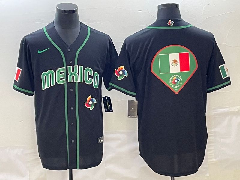 Men 2023 World Cub Mexico Blank Black Nike MLB Jersey11